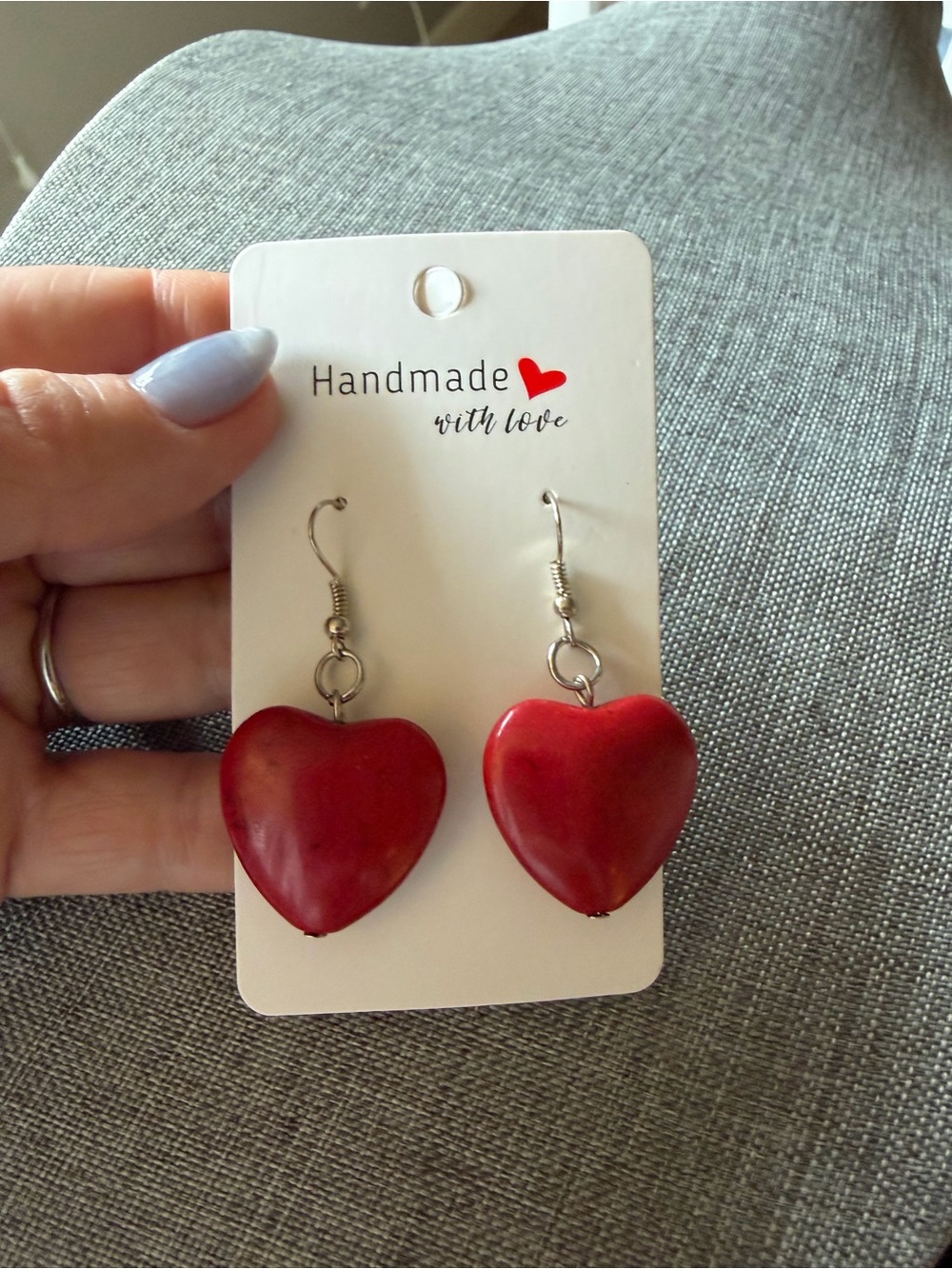 Handmade Red Heart Drop Earrings - Charming Romantic Style
